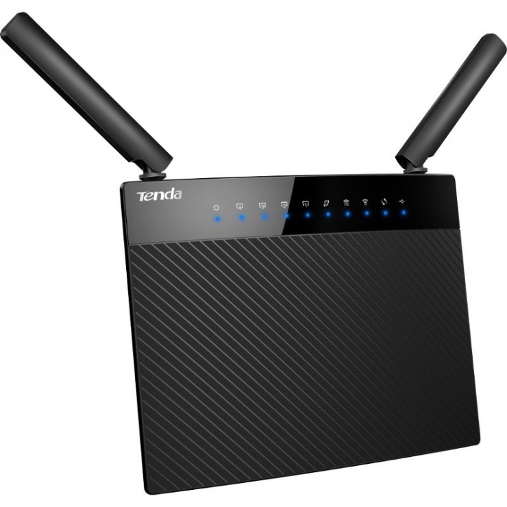 Imagine Router wireless 4 porturi AC 1200Mbps Smart dual-band, Tenda AC9